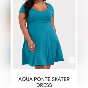 NWT Torrid Aqua Ponte Skater Dress